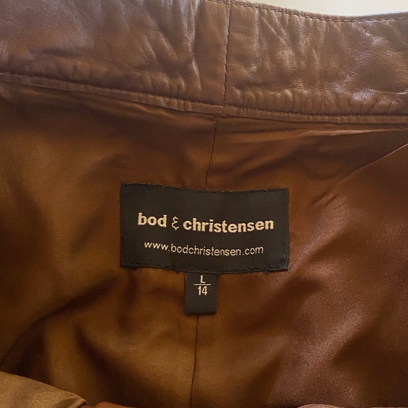 BOD & CHRISTENSEN VINTAGE 90s genuine leather brown wide leg high rise pants - Picture 8 of 9